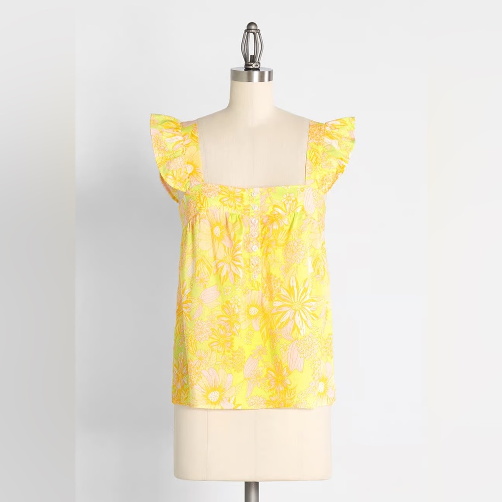 ModCloth NWT Never, Ever Going to Forget You Blouse - Yellow Floral
